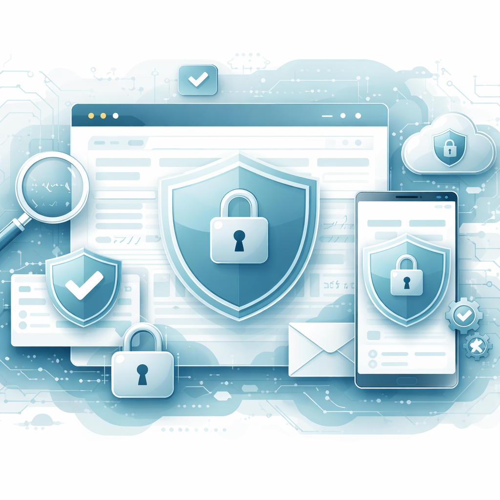 Clean, modern, professional website-security aesthetic