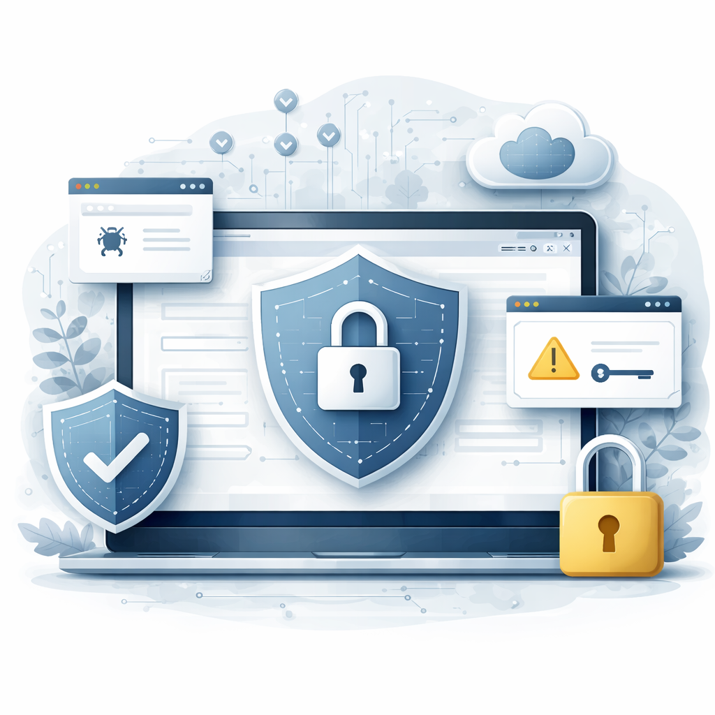Clean, modern, professional website-security aesthetic