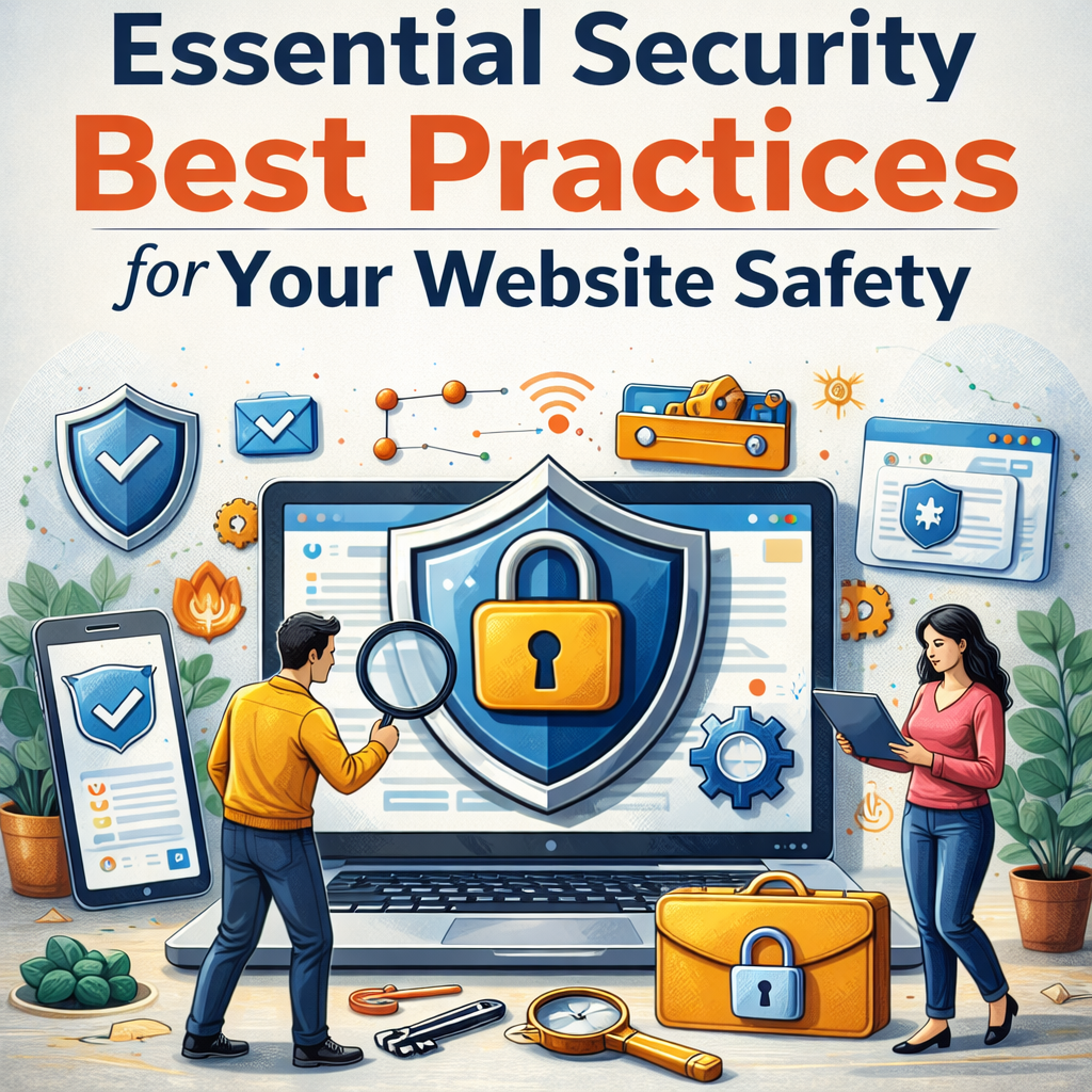 Visual concept for an article titled "Essential Security Best Practices for Your Website Safety"